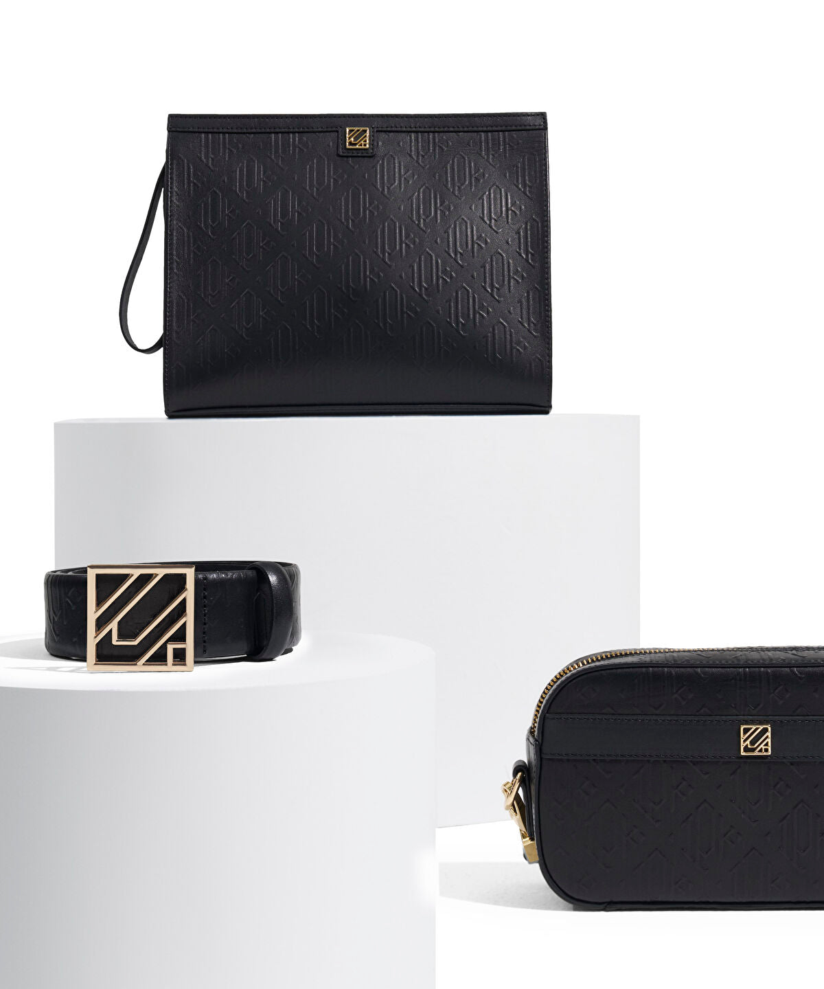 Monogram Buckle Leather Belt
