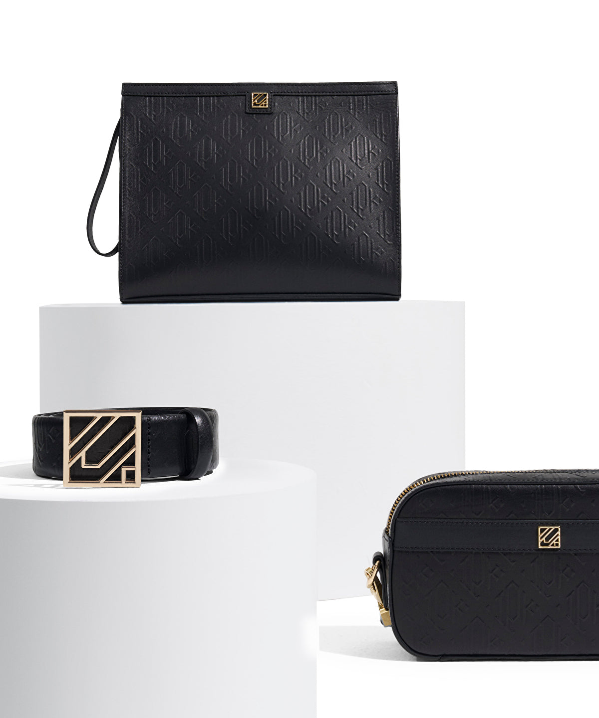 Monogram Buckle Leather Belt