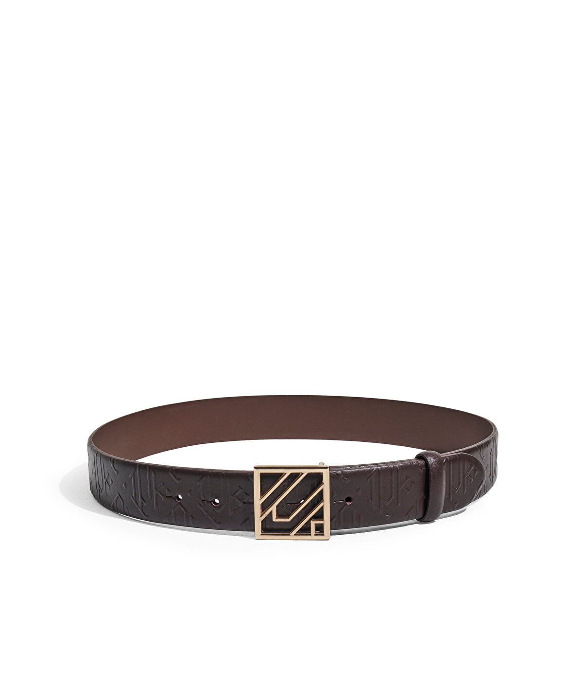 Monogram Buckle Leather Belt