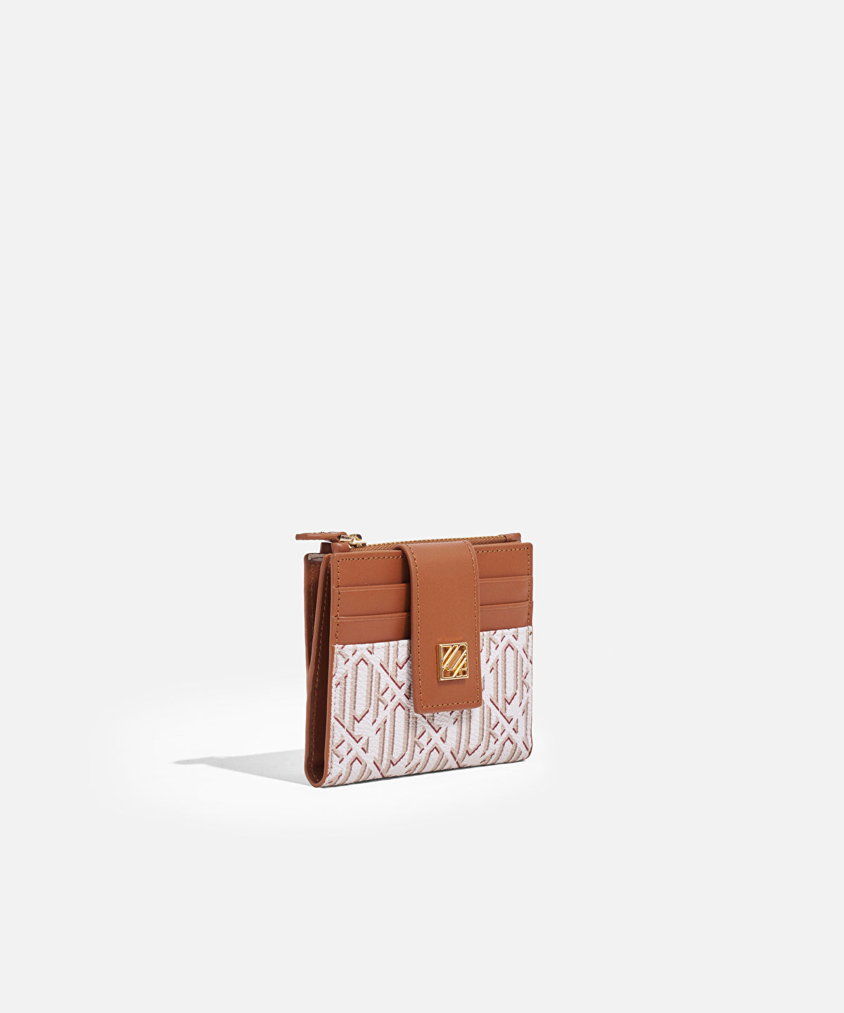 Monogram wallet with metal buckle
