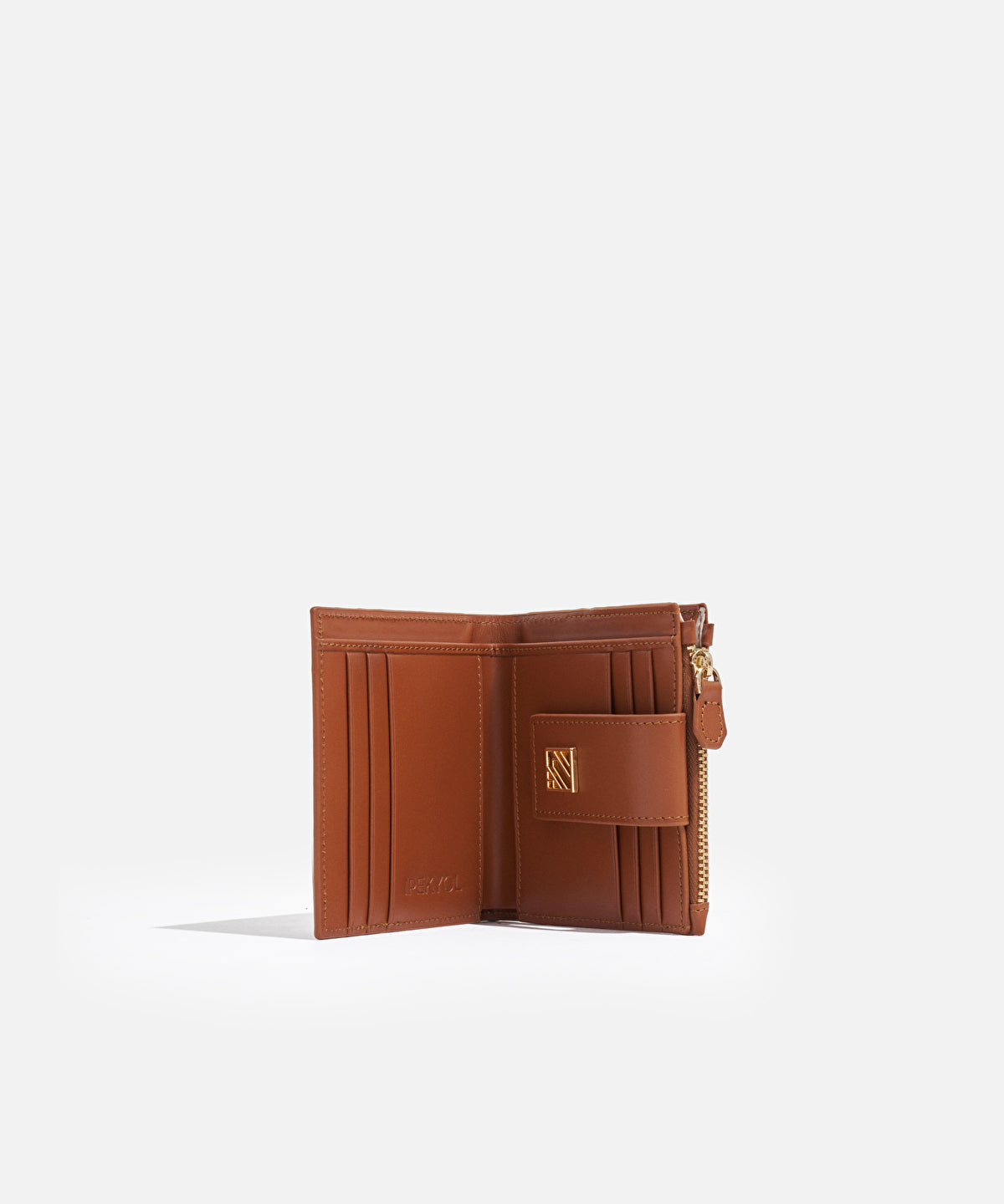 Monogram wallet with metal buckle