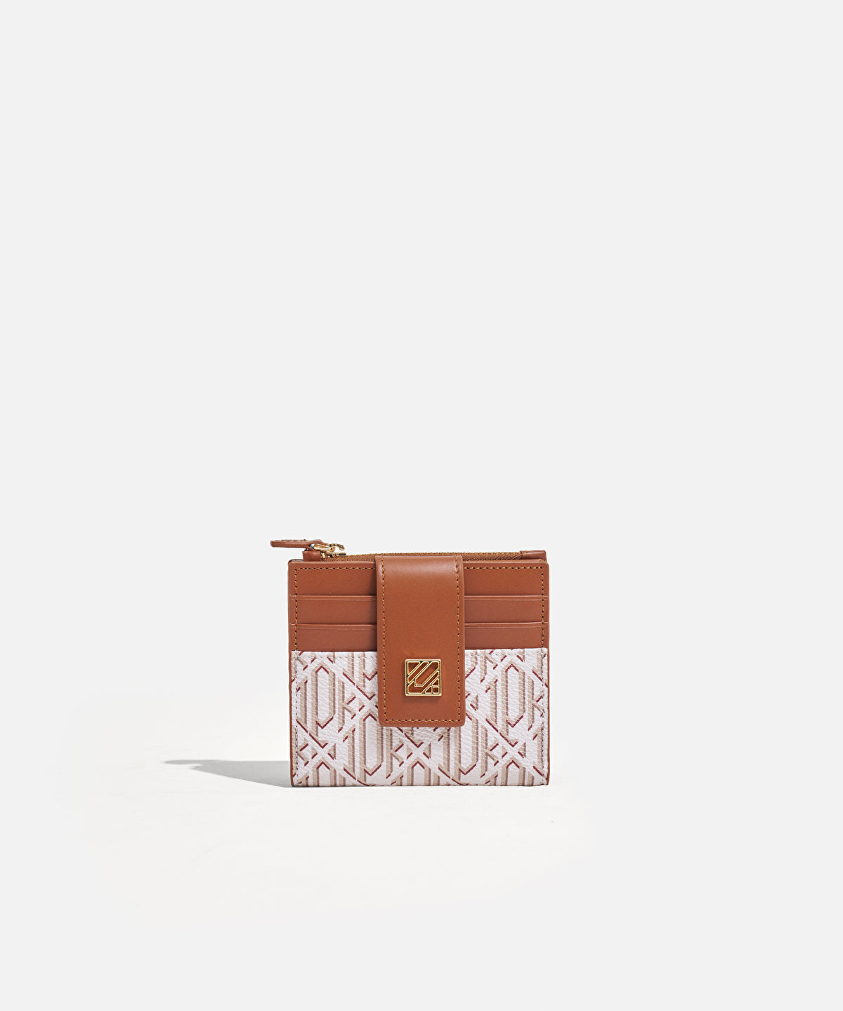 Monogram wallet with metal buckle