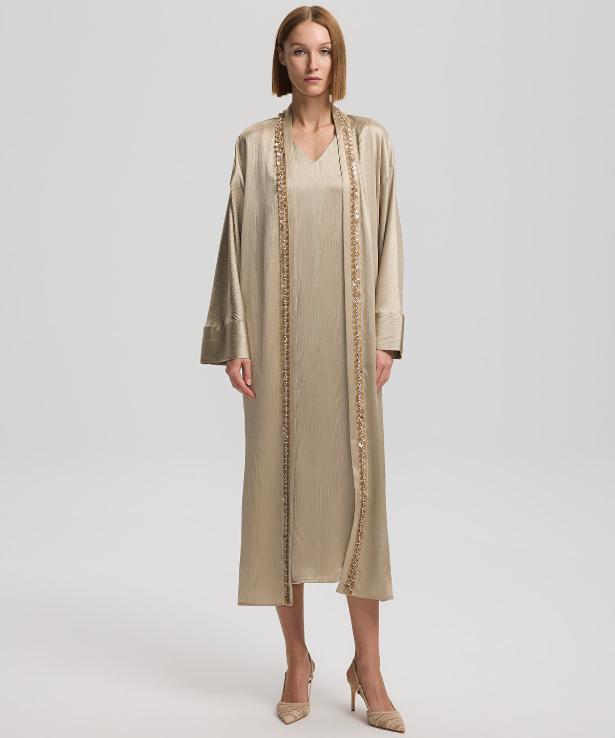 V-neck midi dress