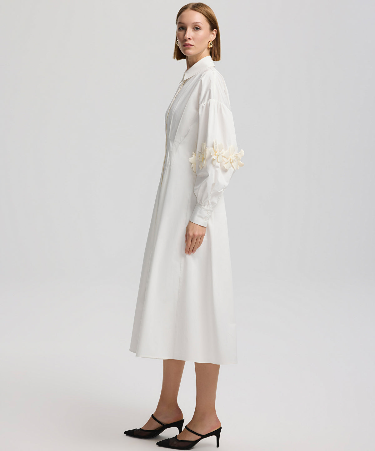 Midi dress with raised flowers