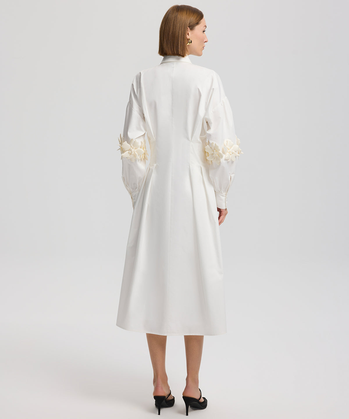 Midi dress with raised flowers