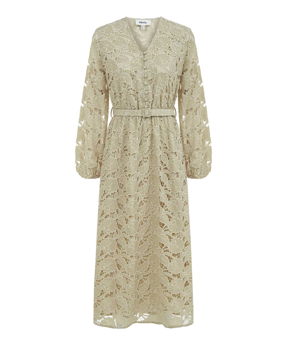 Belted Dress With Puff Sleeves