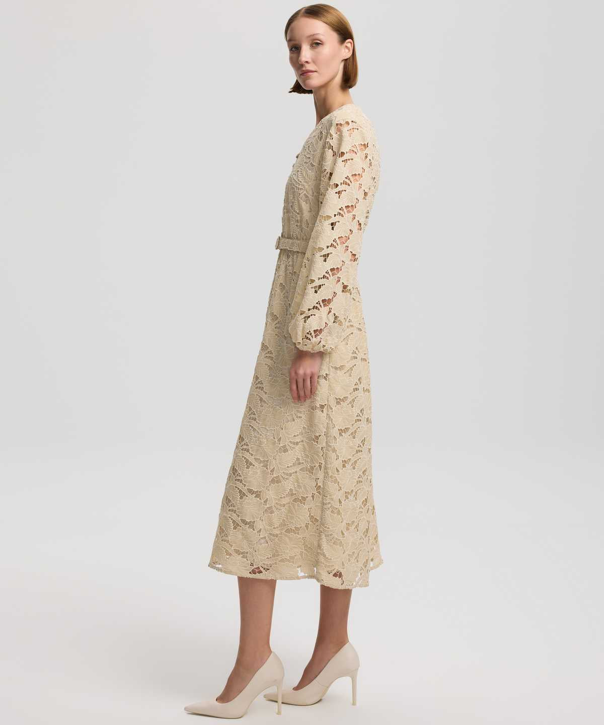 Belted Dress With Puff Sleeves