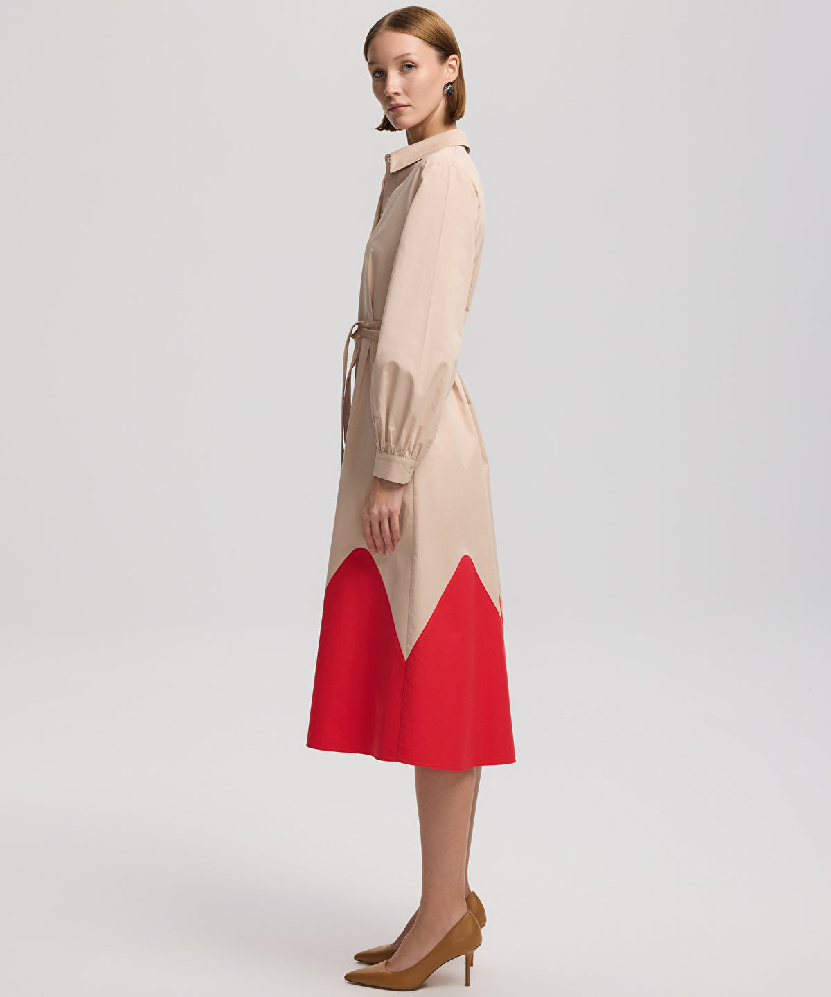 Zoomed Color Block Poplin Dress