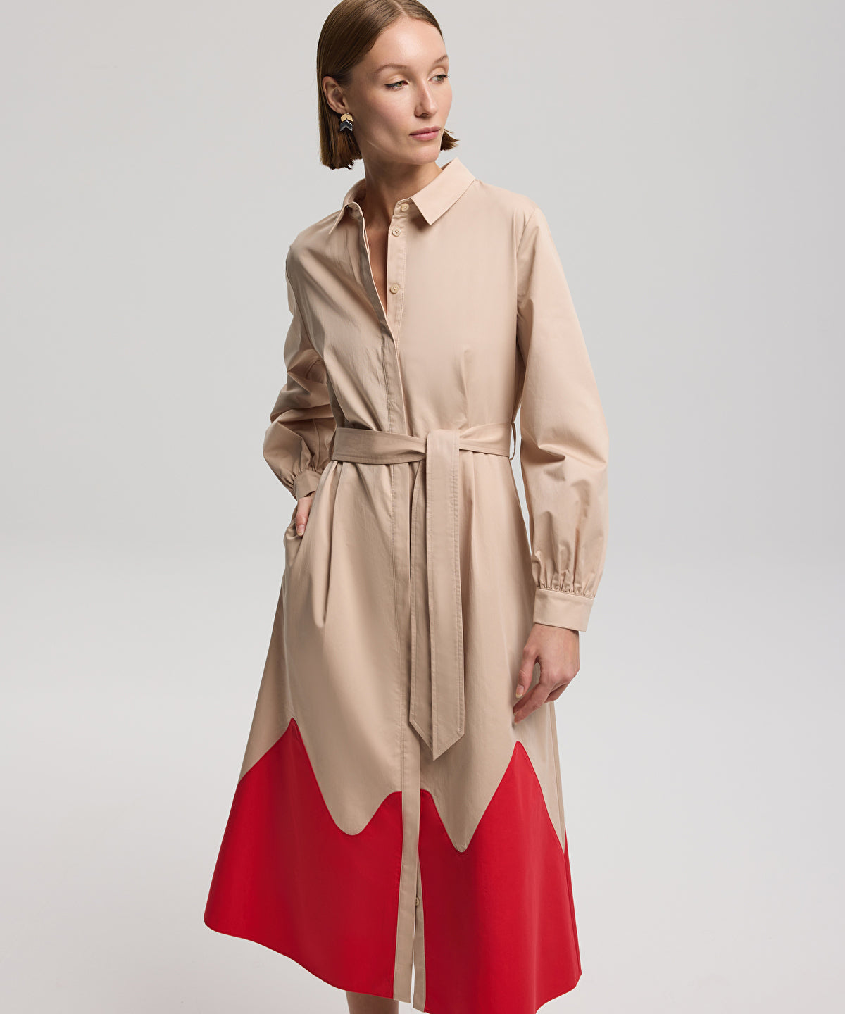 Zoomed Color Block Poplin Dress