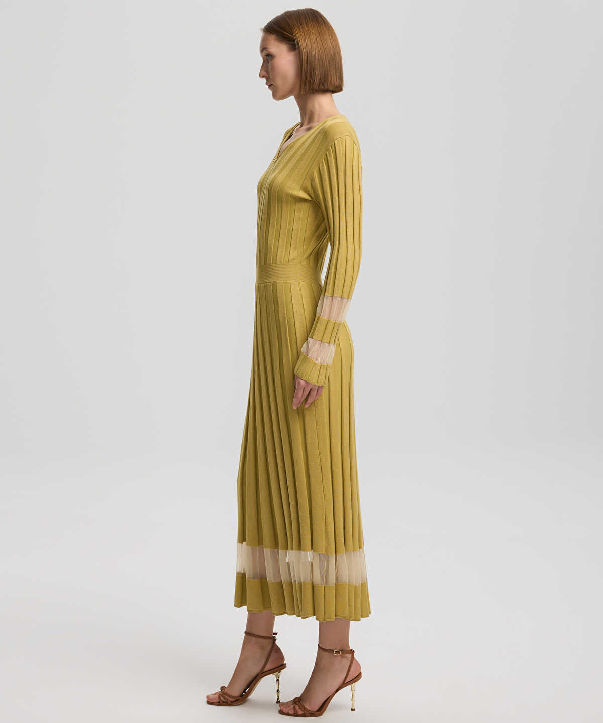 Sheer Detailing Knit Dress