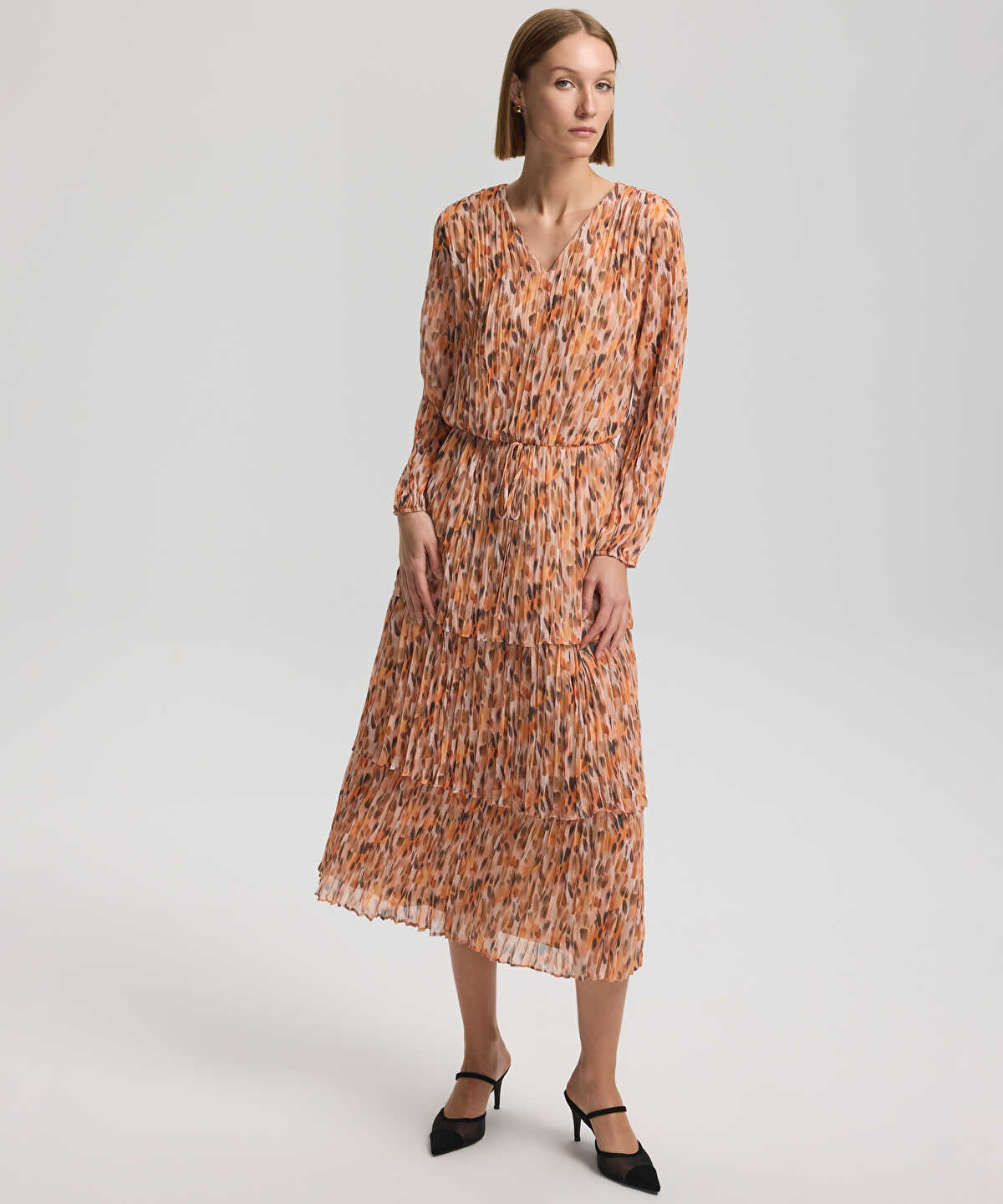 Printed V-Neck Dress