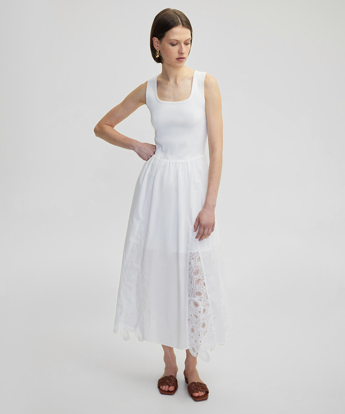 Square Neck Broderie Anglaise Dress