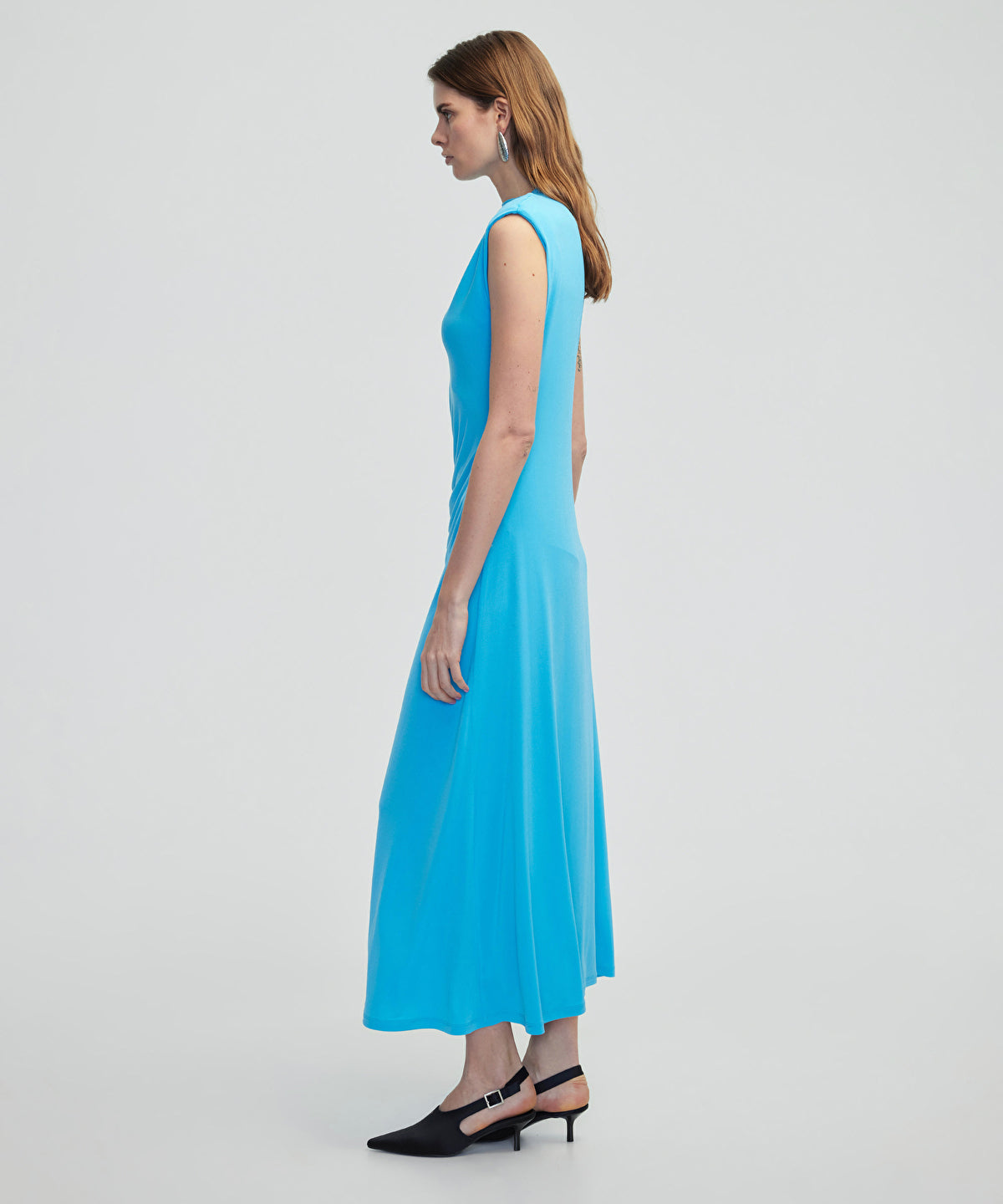 Draped Dress With Shoulder Pads