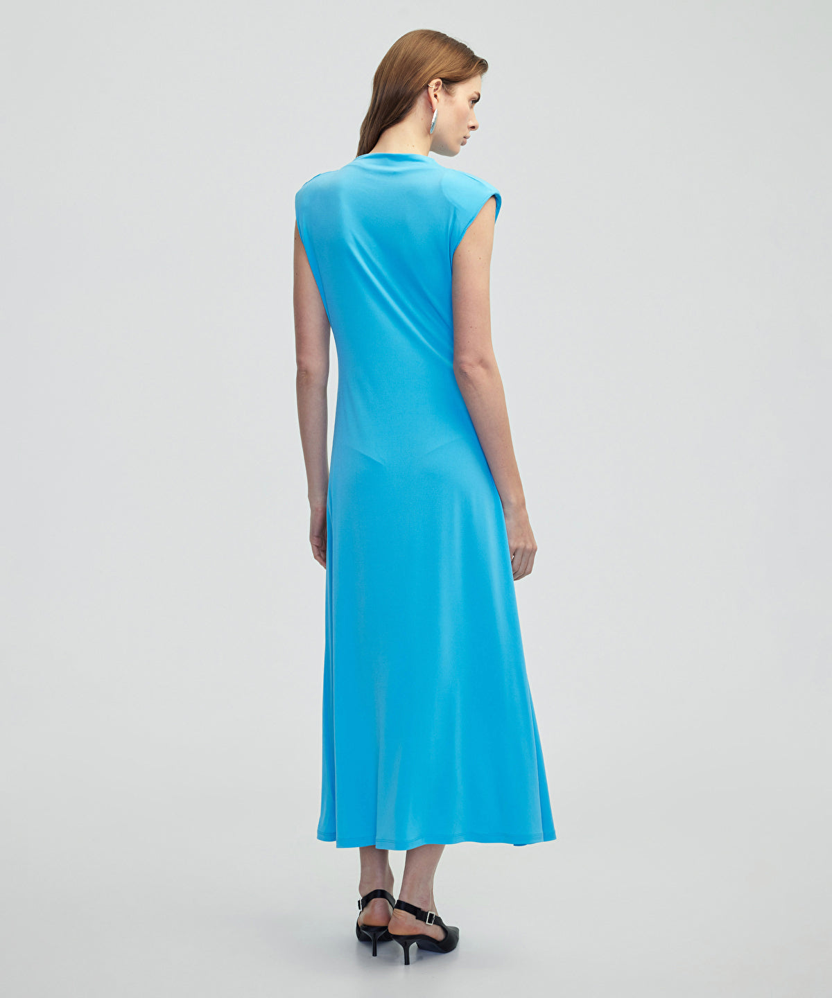 Draped Dress With Shoulder Pads
