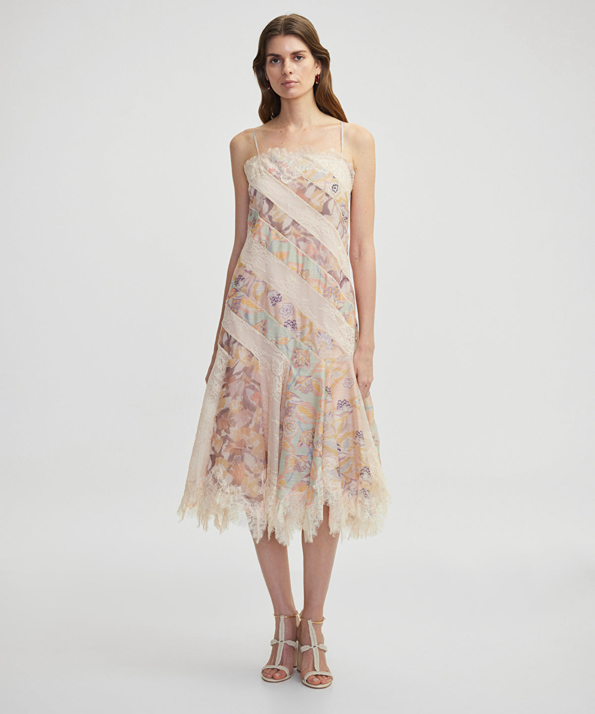Lace Trim Printed Dress