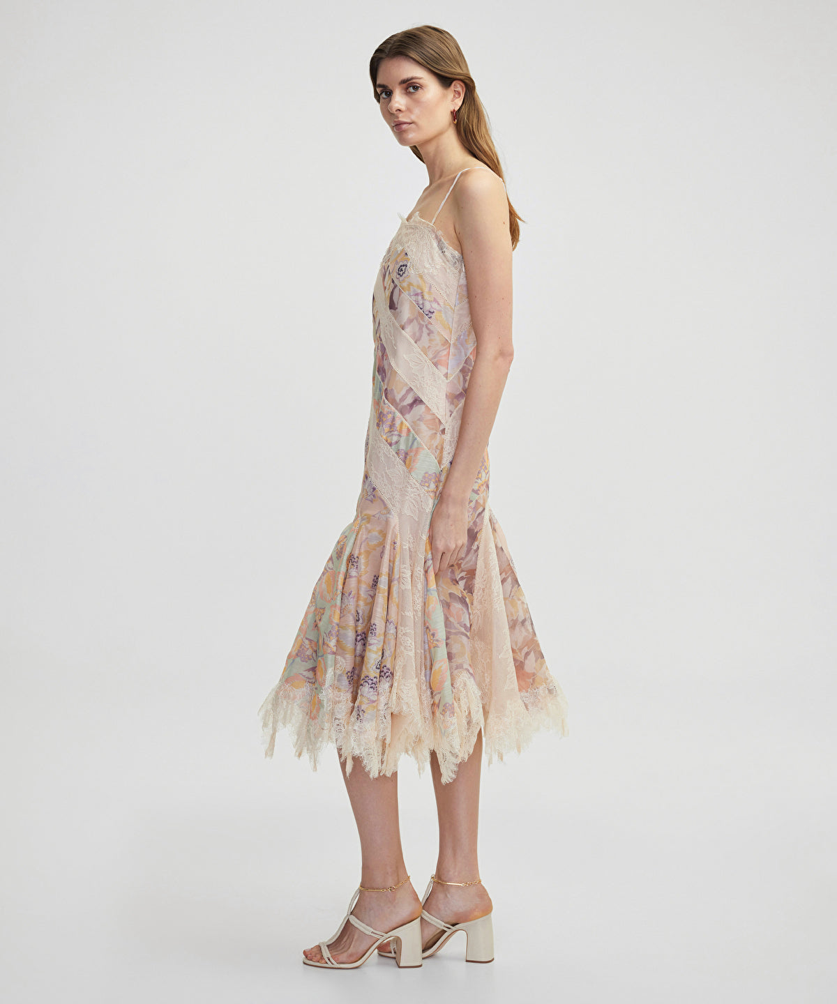 Lace Trim Printed Dress