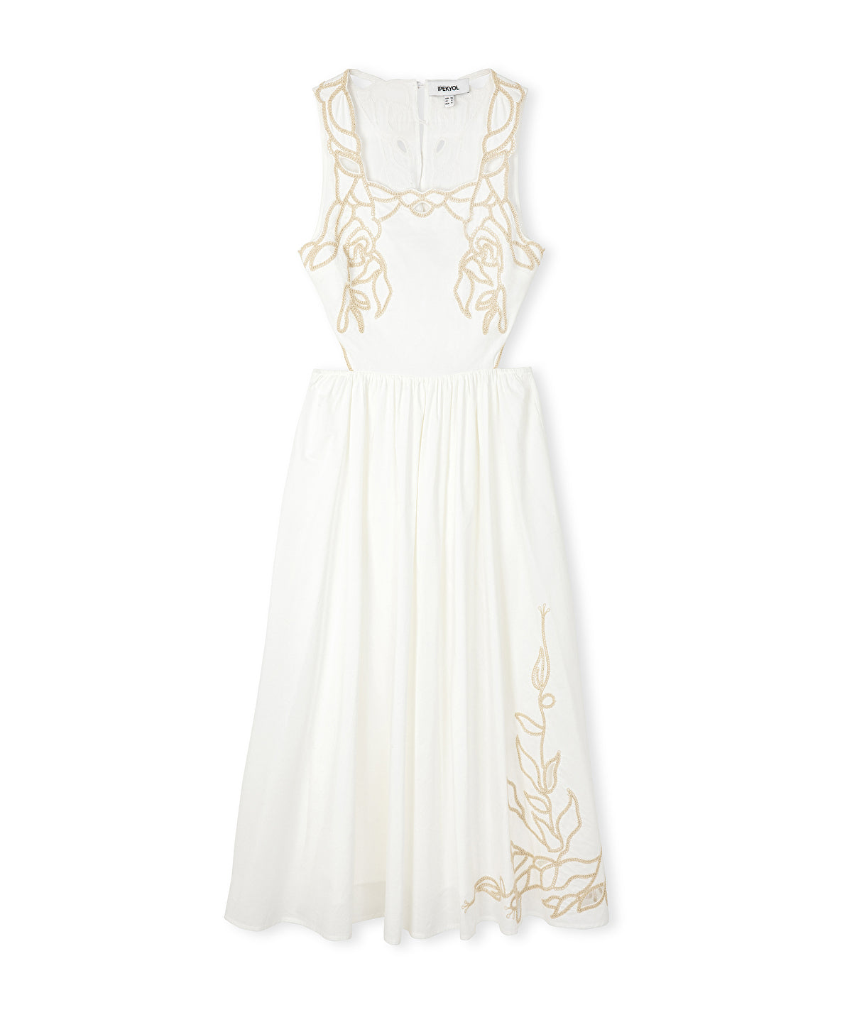 Contrast Embroidered Poplin Dress