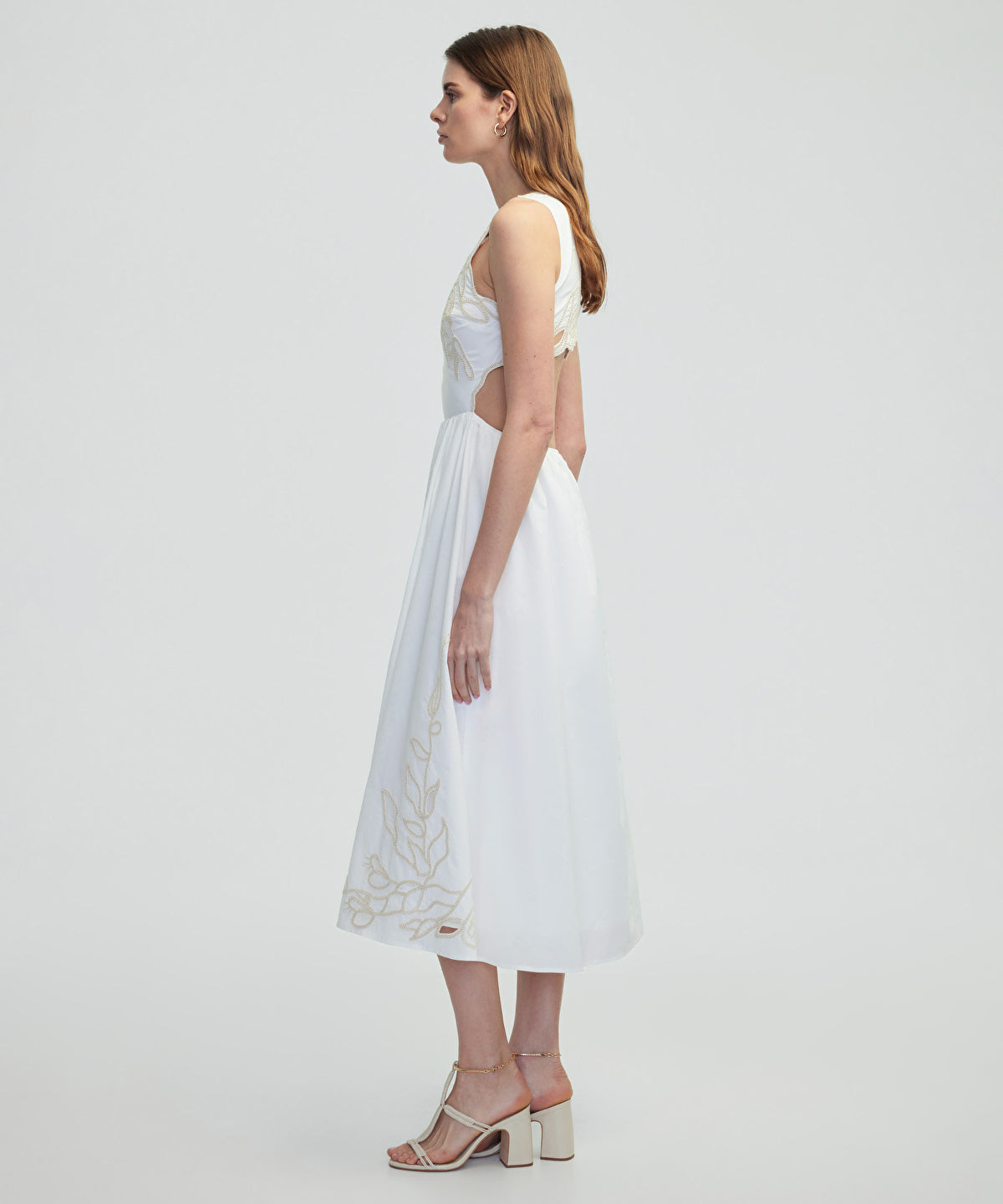 Contrast Embroidered Poplin Dress