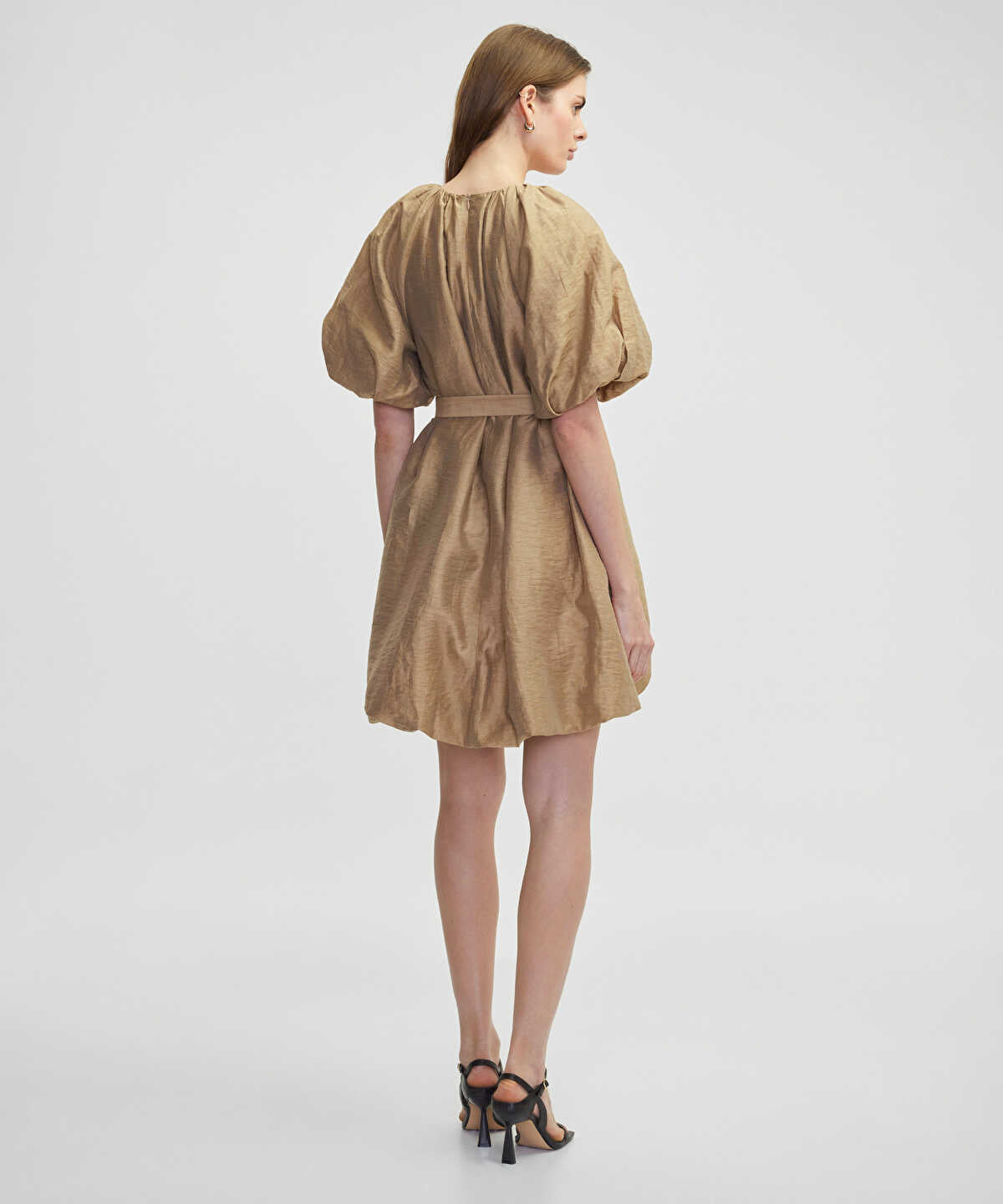 Puff Sleeve Dress With Chain
