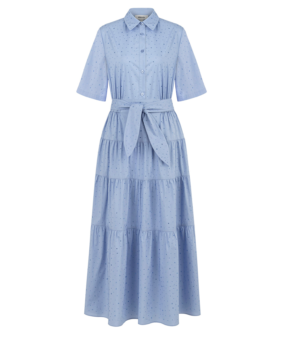 Poplin Dress With Rhinestones