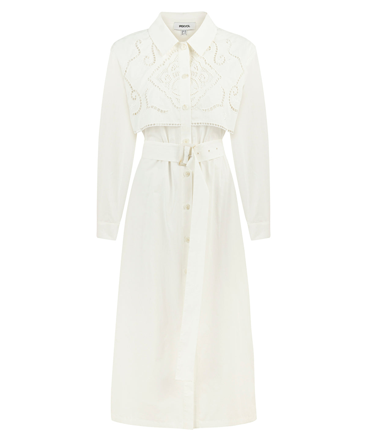 Embroidered Belted Dress