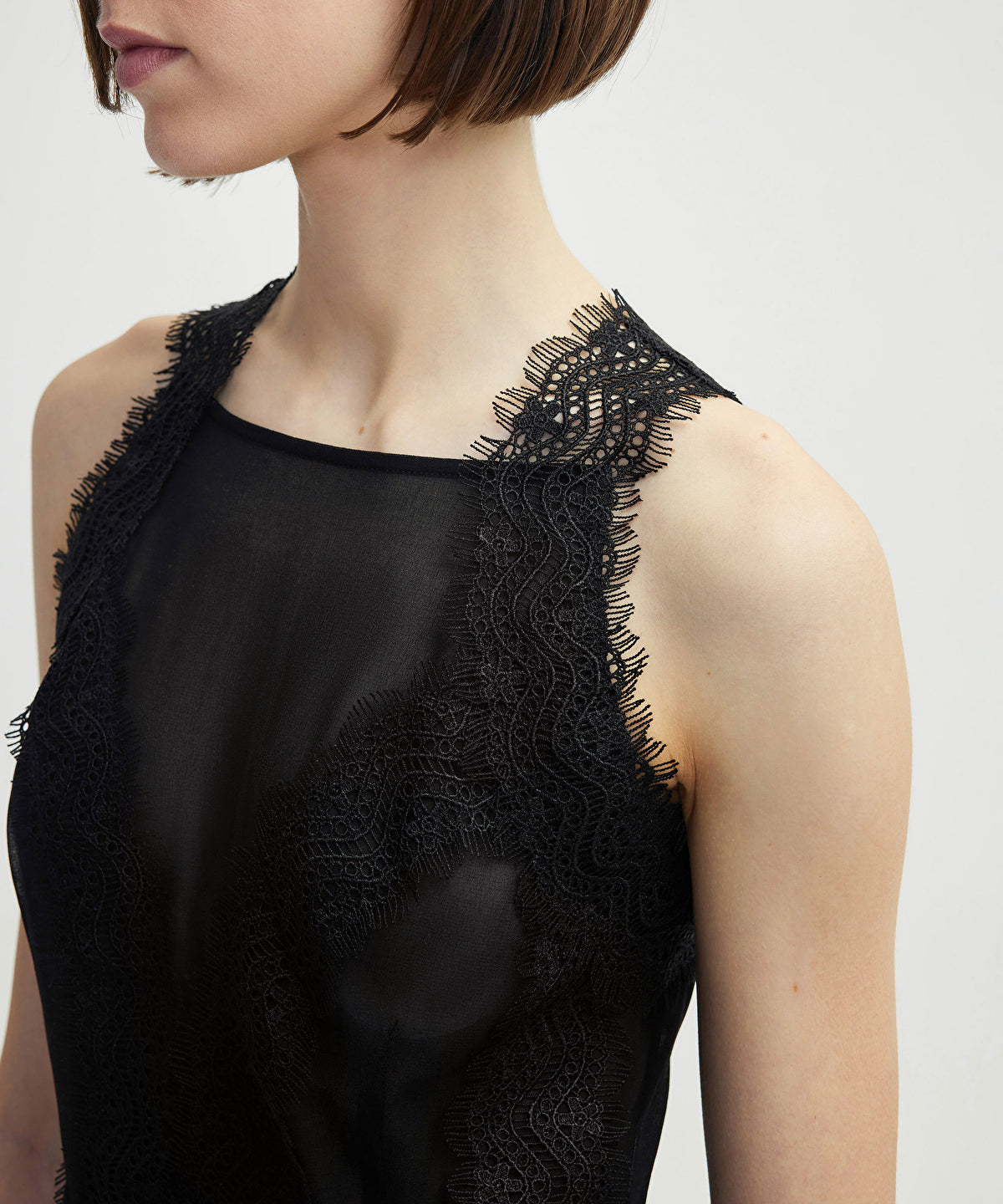 Lace Trim Halter Dress