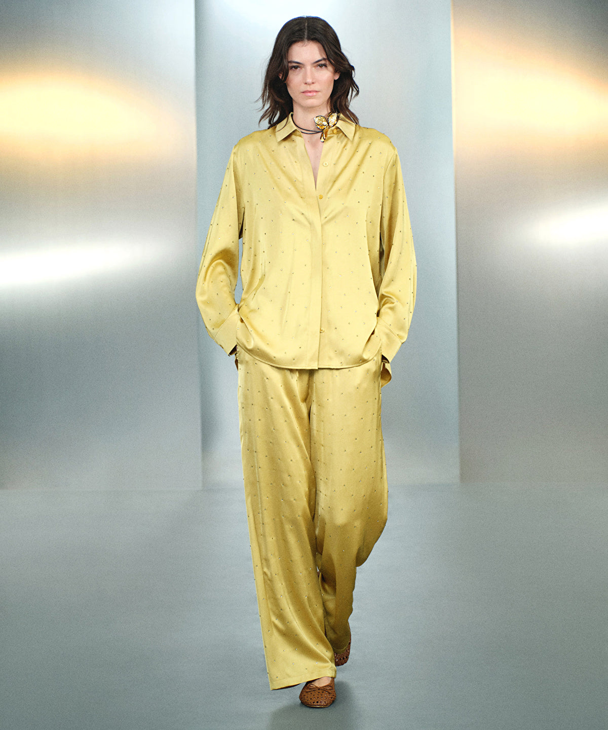 Zoomed Wide-Leg Trousers With Rhinestones