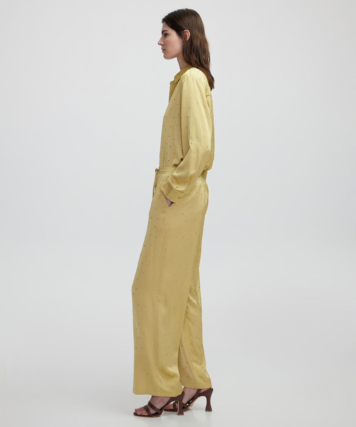Wide-Leg Trousers With Rhinestones
