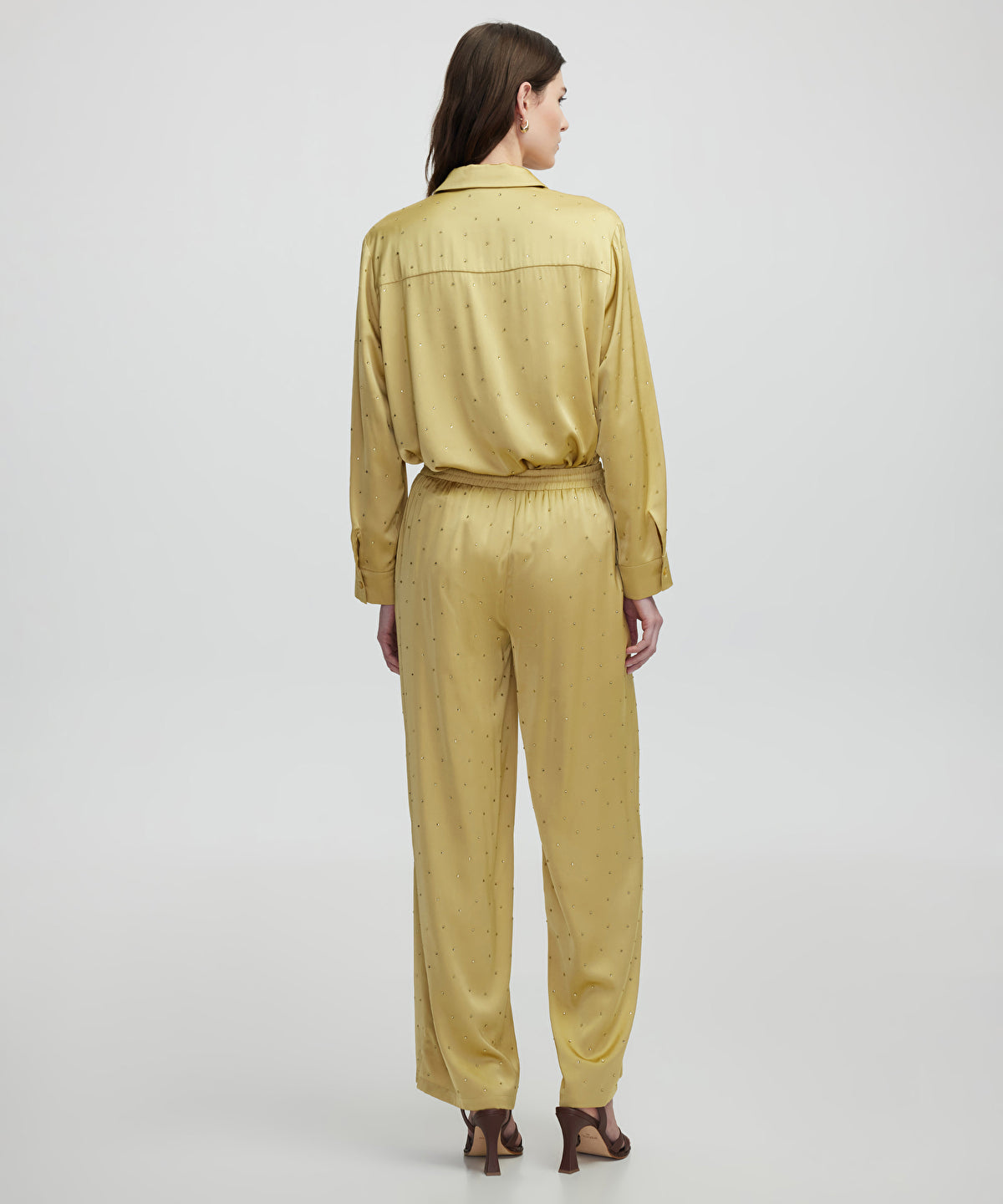 Wide-Leg Trousers With Rhinestones