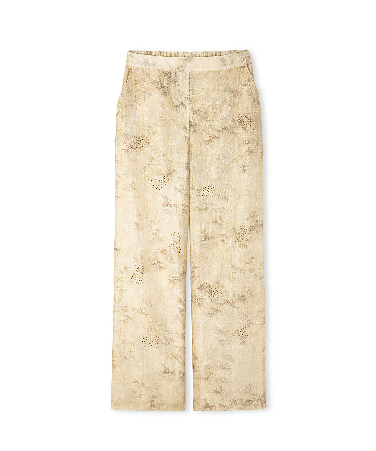 Embroidered and jacquard trousers