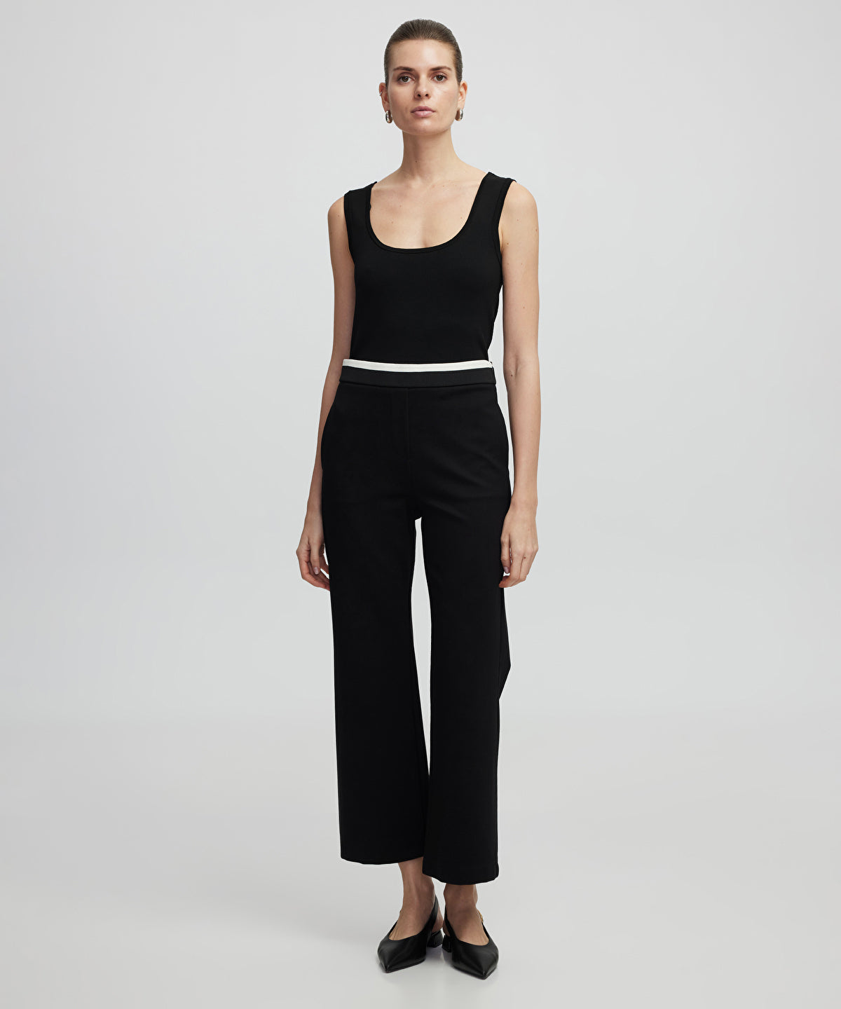 Contrast waist culotte trousers
