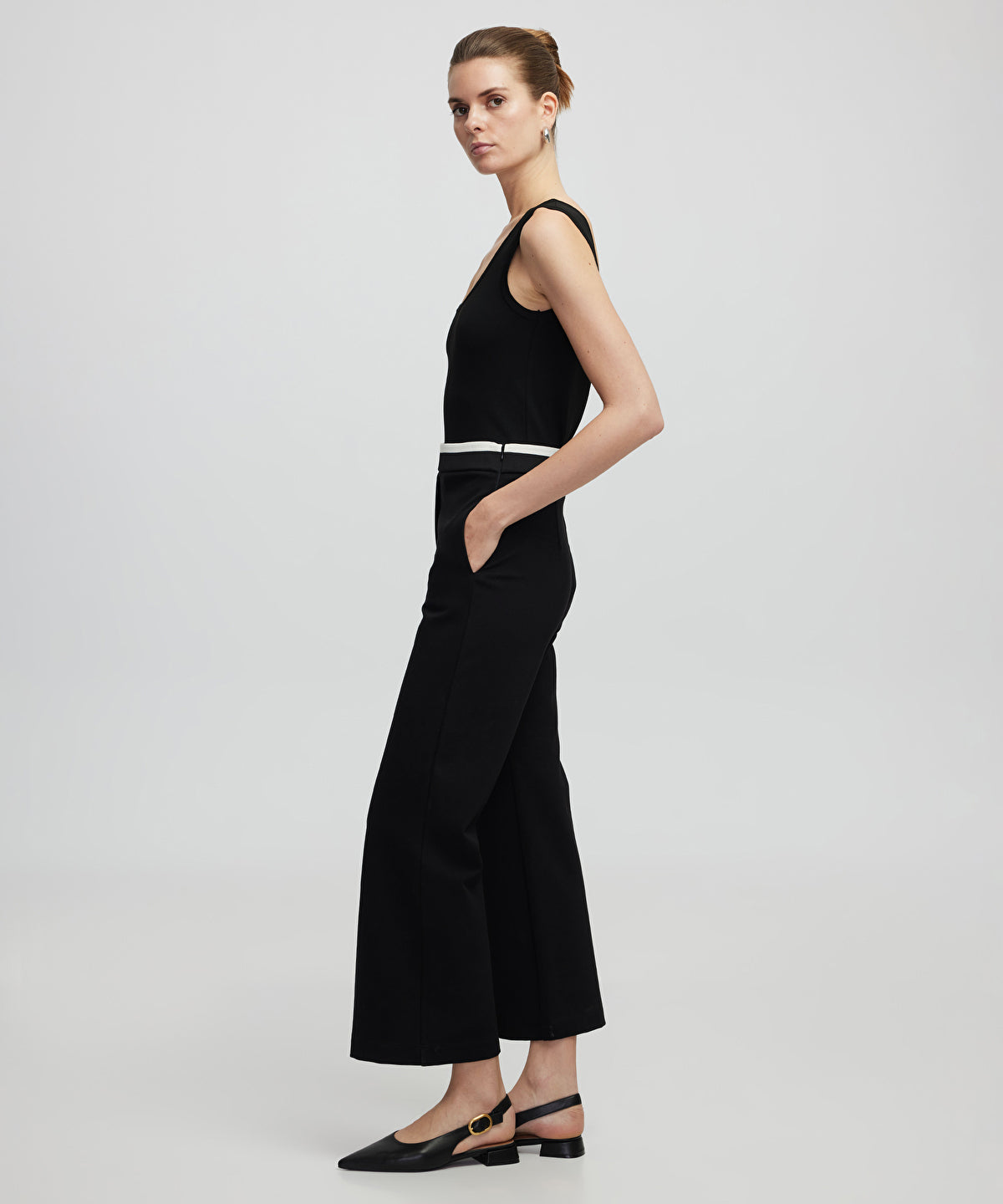 Contrast waist culotte trousers