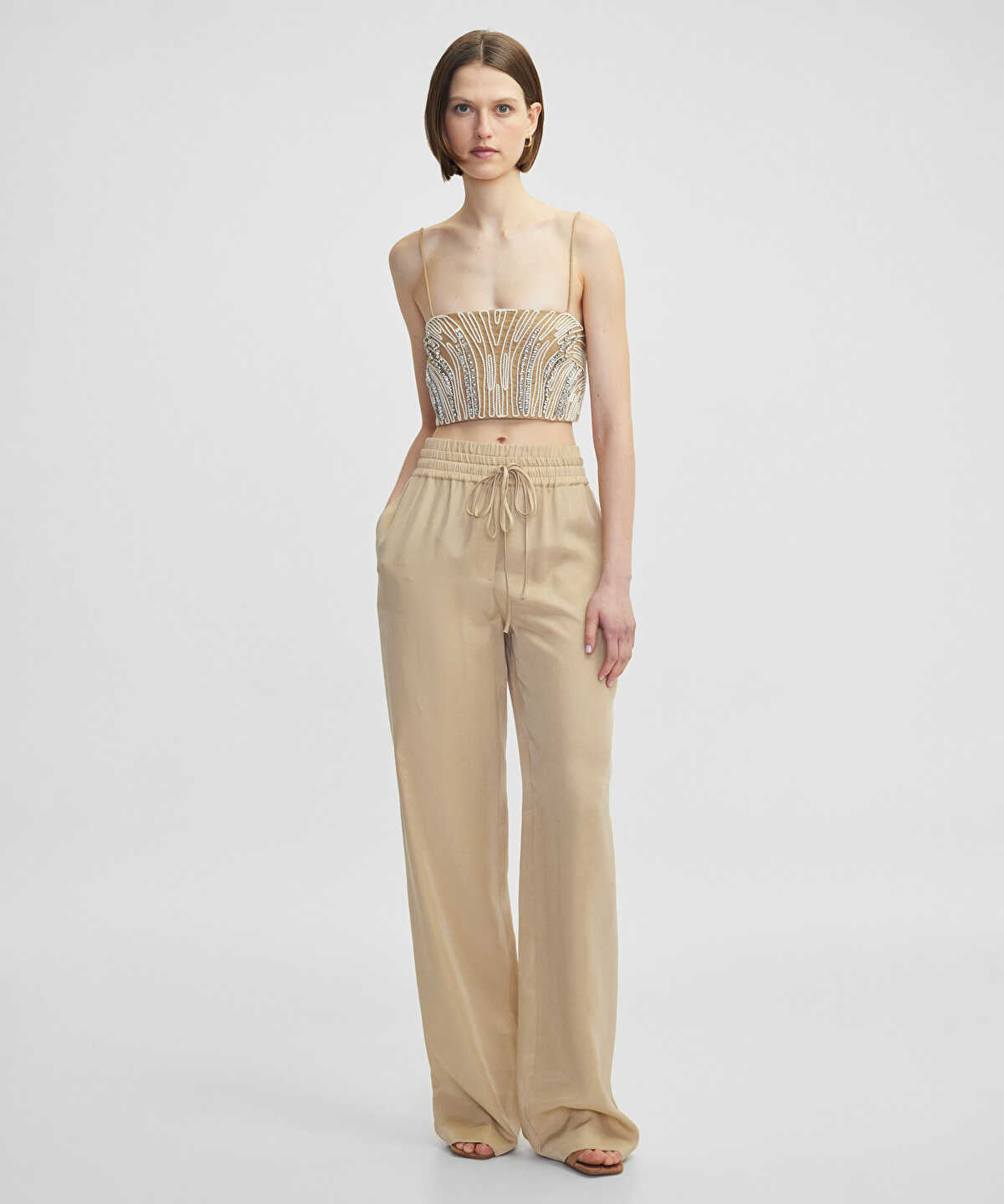 Wide-Leg Trousers With Double Waistband