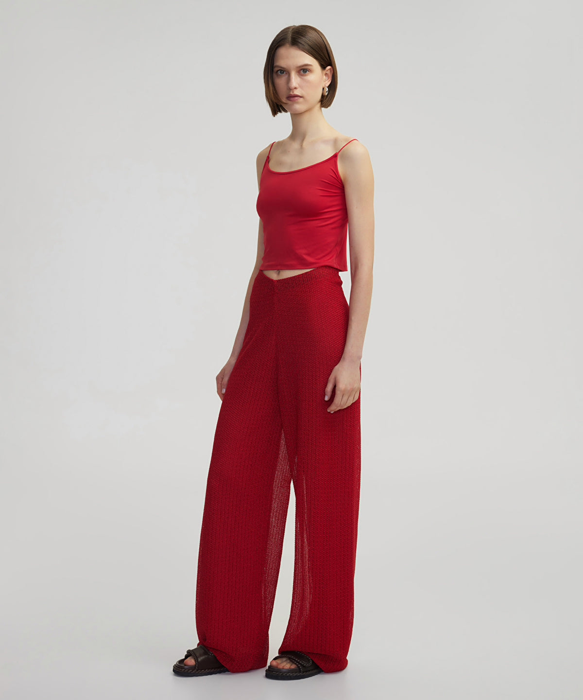 Wide-Leg Knit Trousers