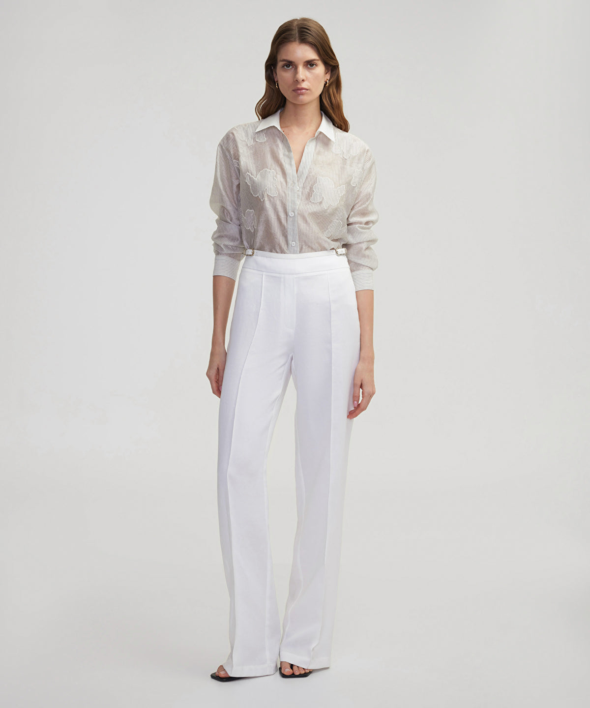 Wide-Leg Trousers With Thin Belt