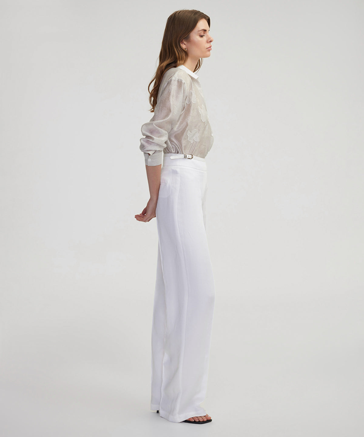 Wide-Leg Trousers With Thin Belt