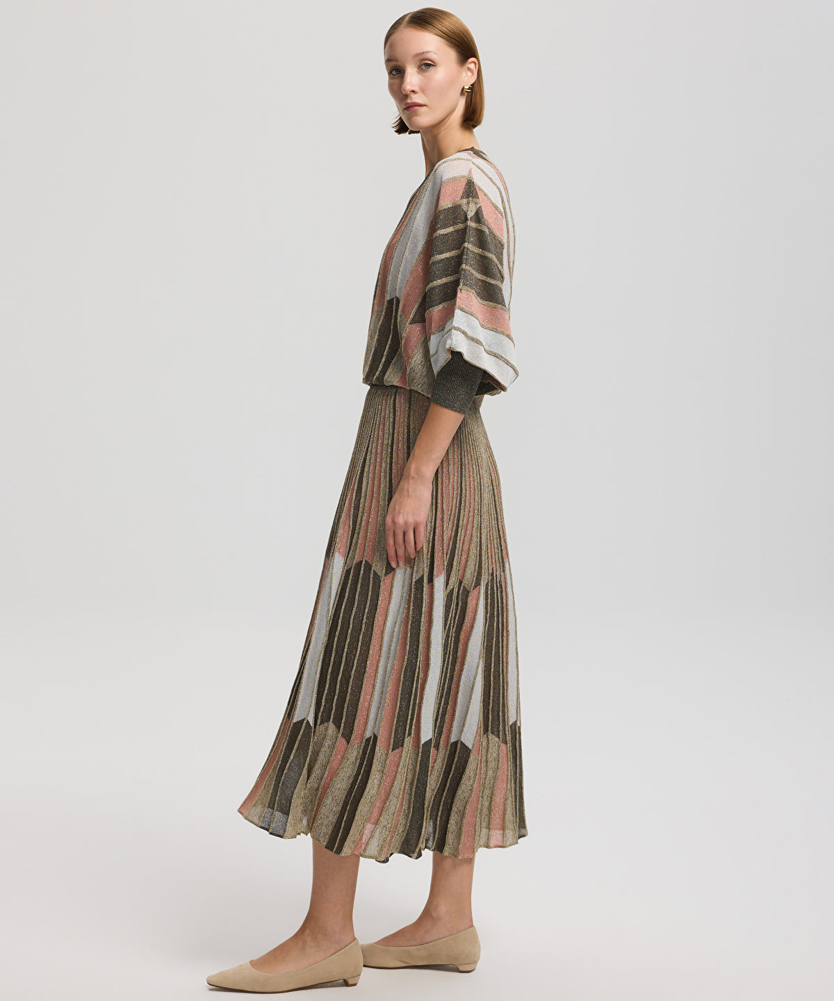Color block knit skirt