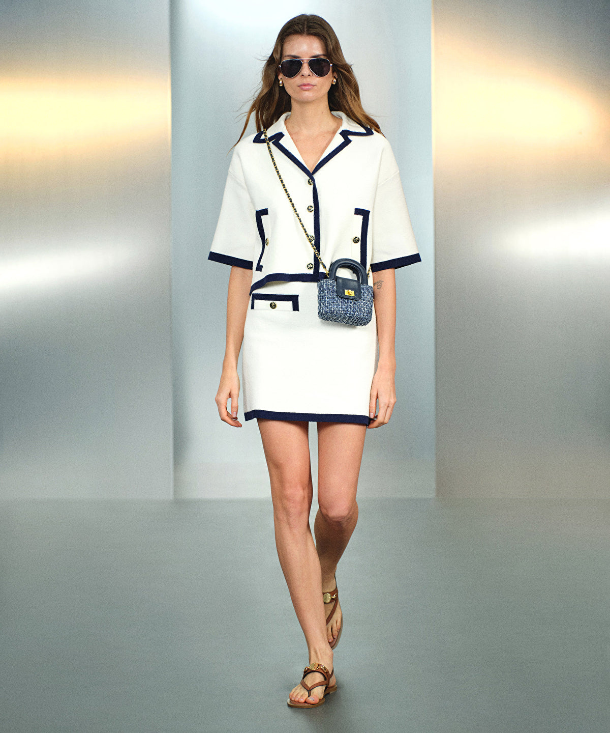 Contrast Piping Skirt