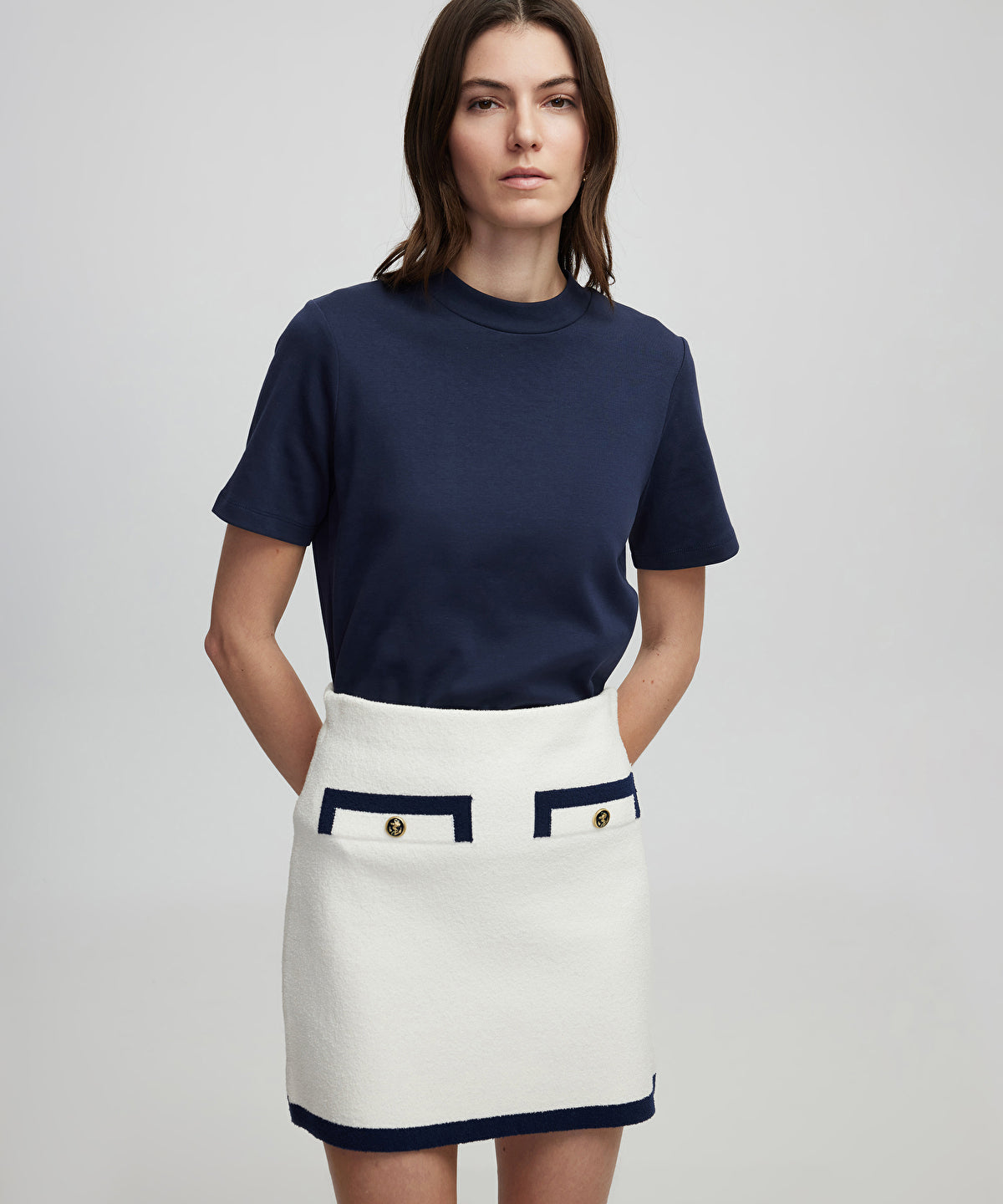 Contrast Piping Skirt