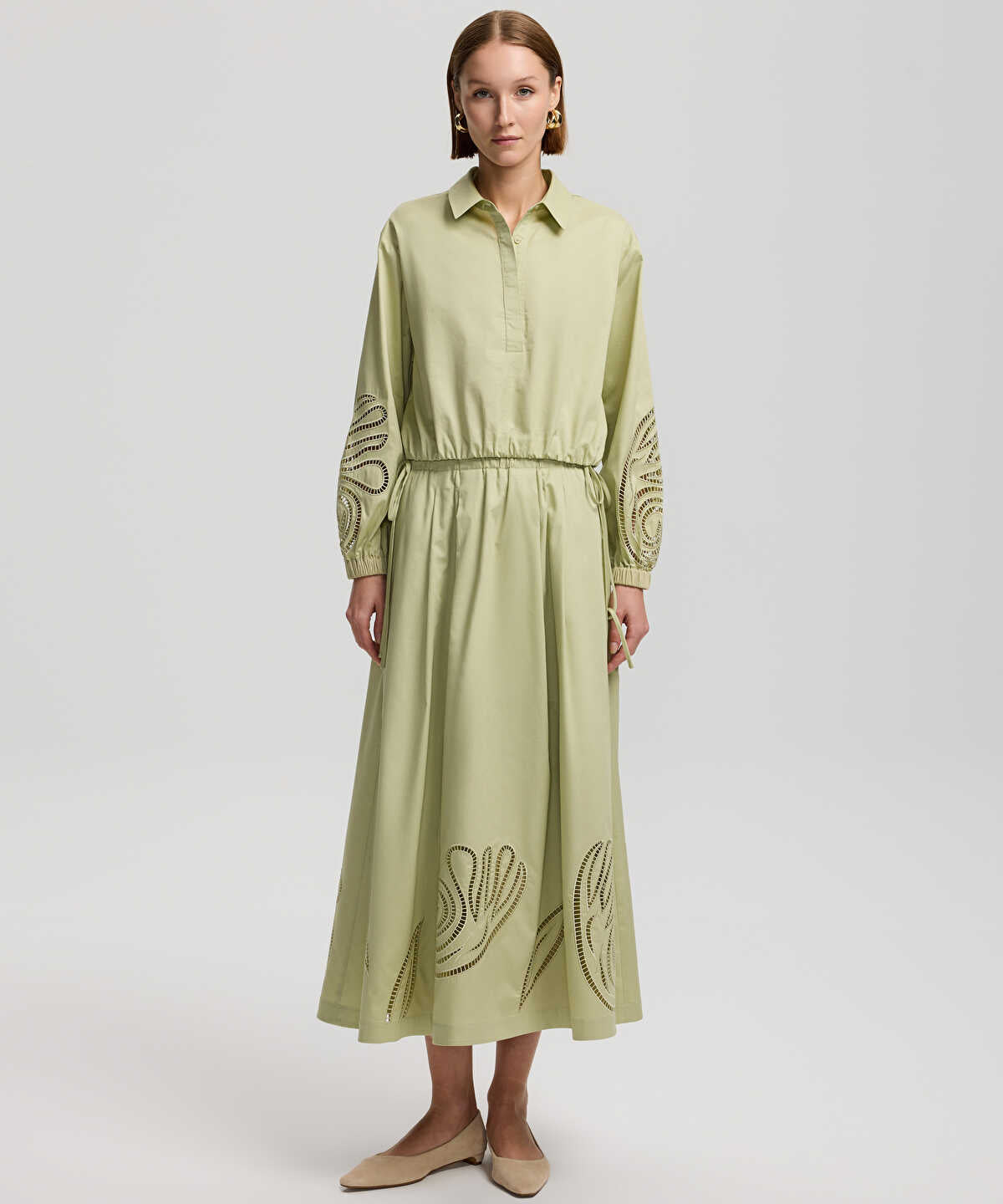 Embroidered Midi Skirt