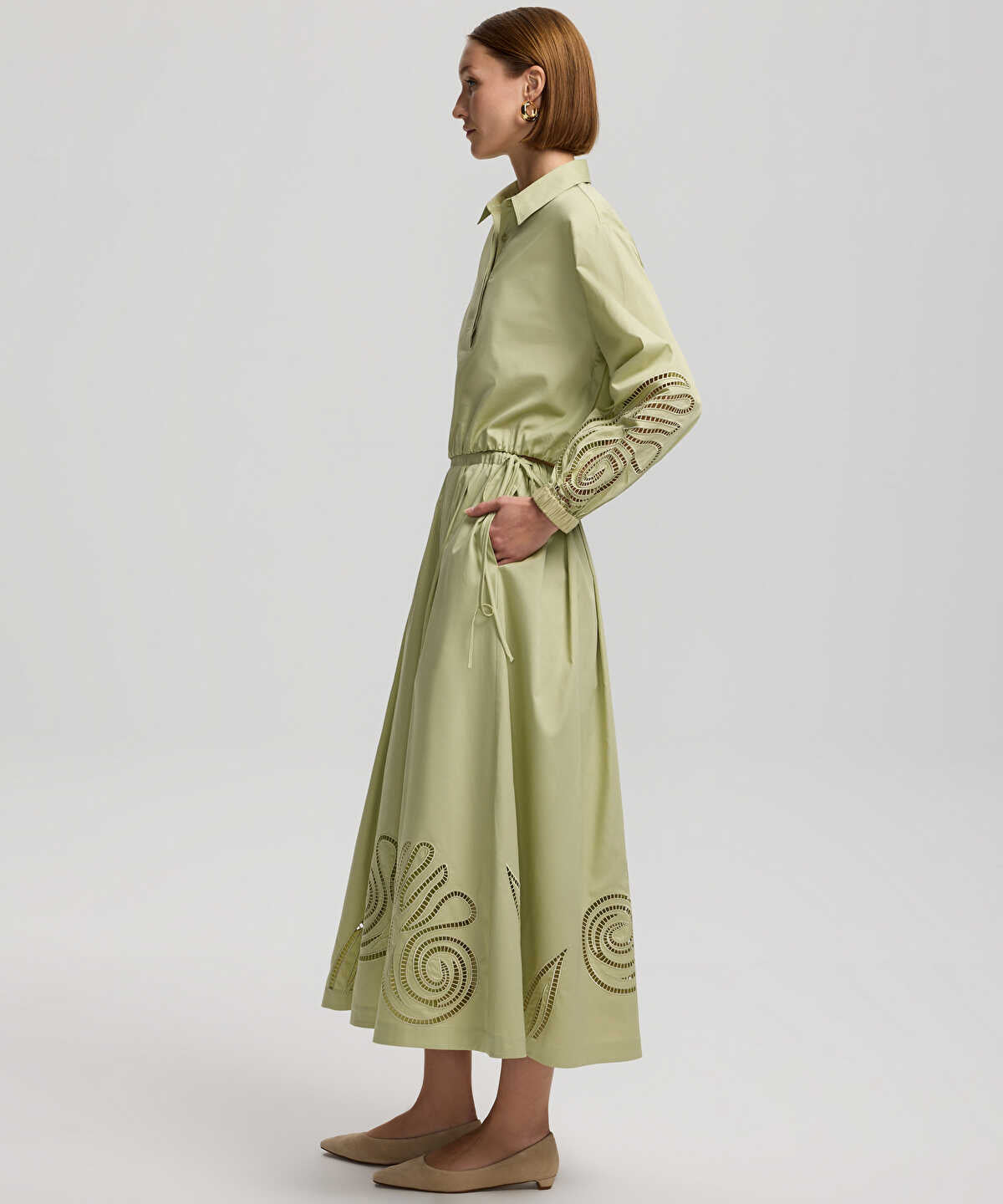 Embroidered Midi Skirt