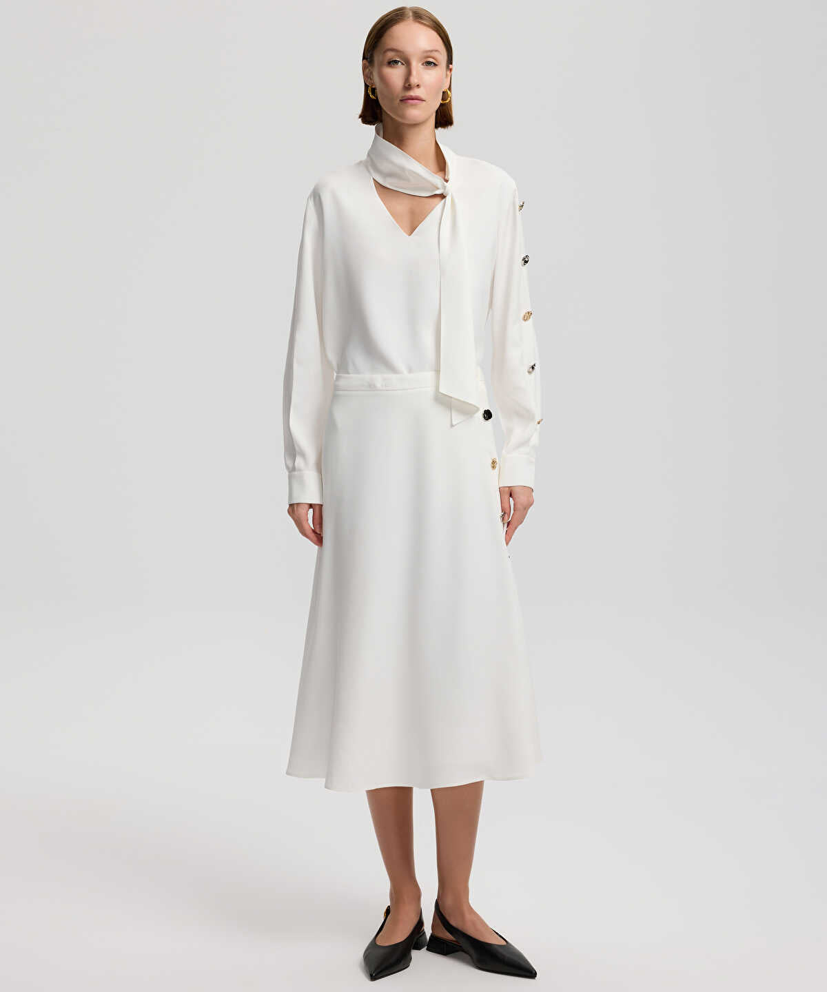 Buttoned Midi Skirt