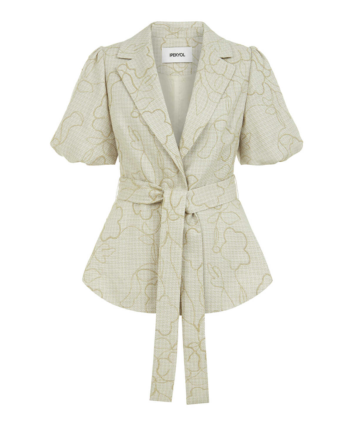 Embroidered Puff-Sleeve Jacket
