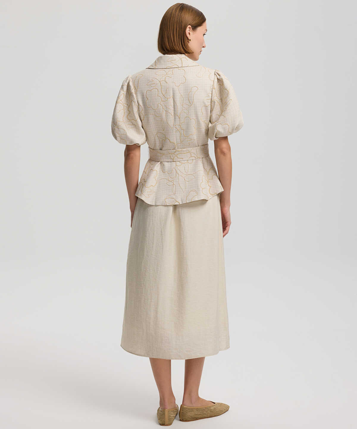 Embroidered Puff-Sleeve Jacket