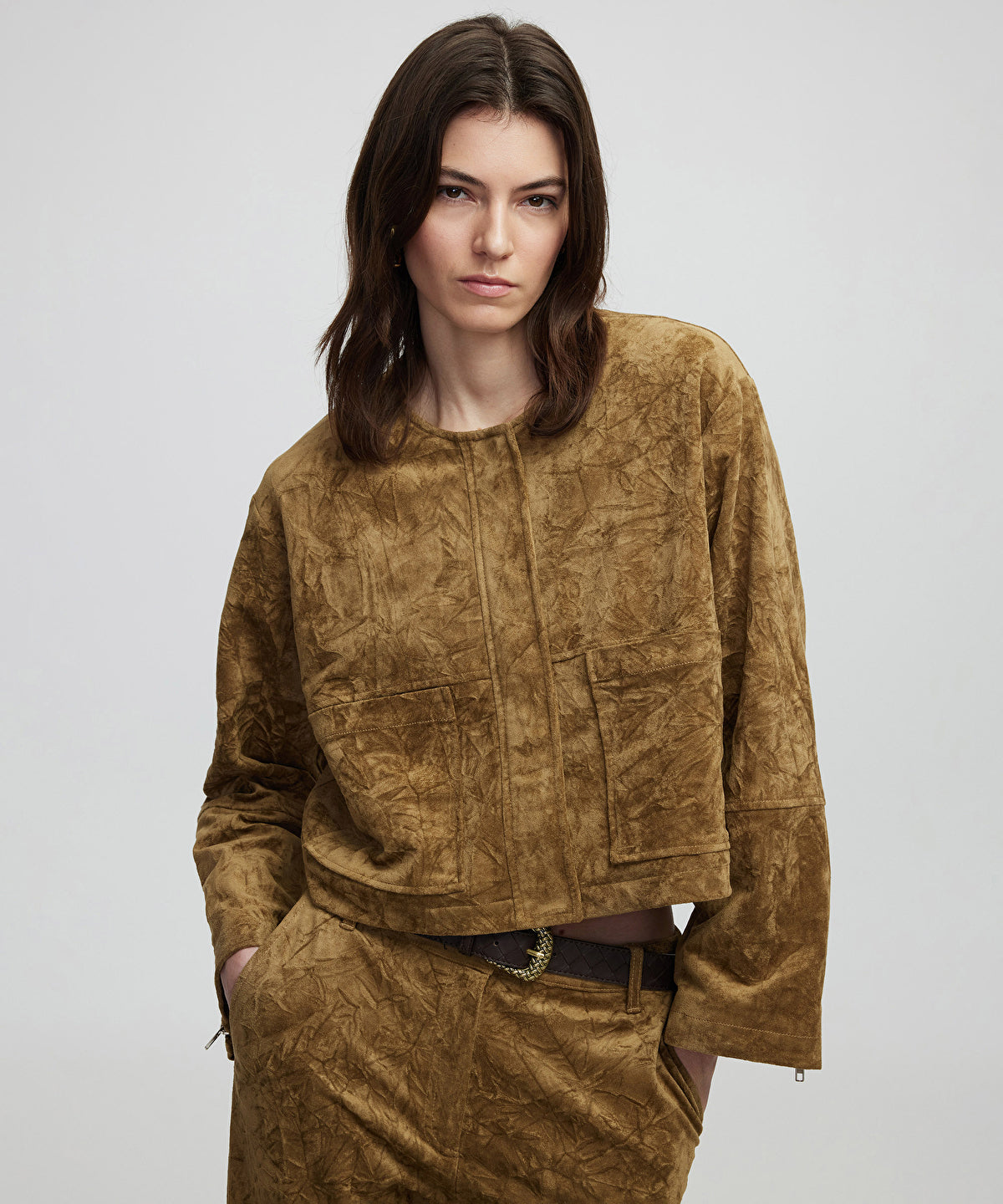 Zoomed Faux Suede Jacket