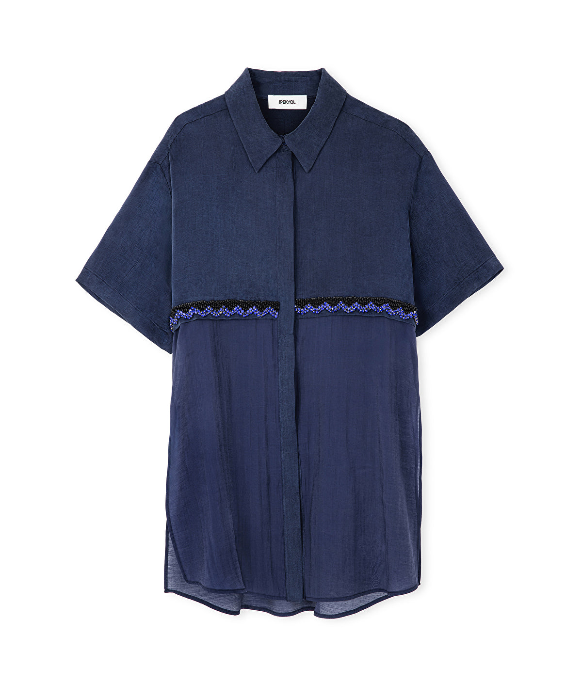 Embroidered Mixed Media Blouse