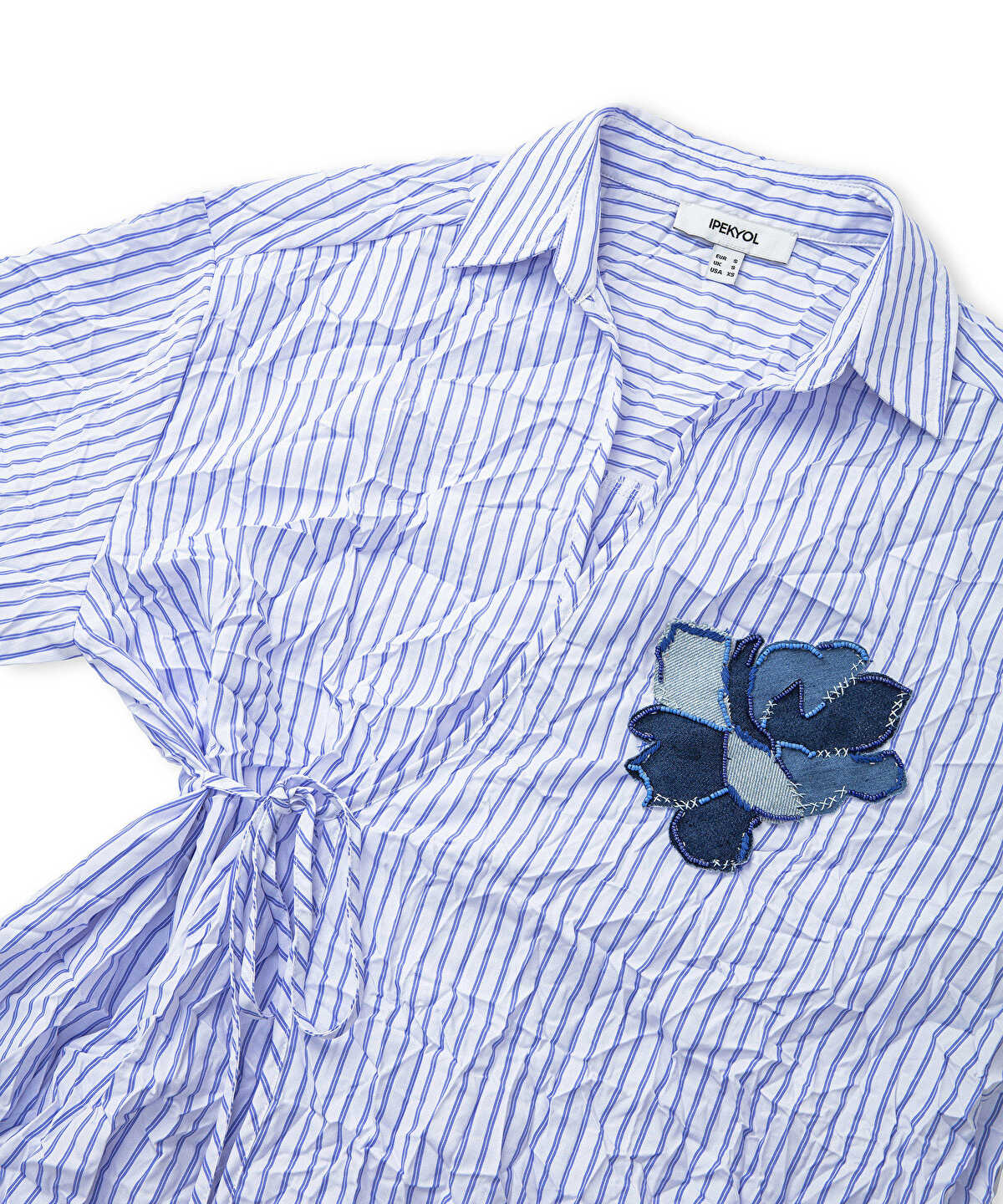 Striped Blouse With Denim Applique