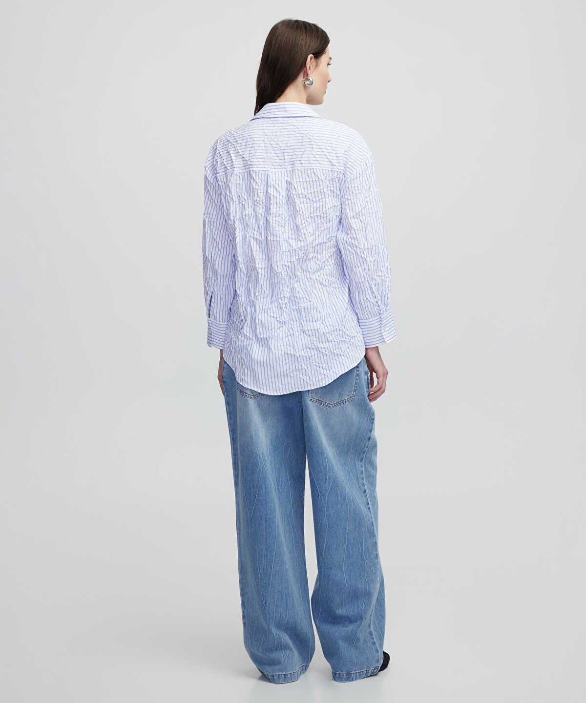 Striped Blouse With Denim Applique