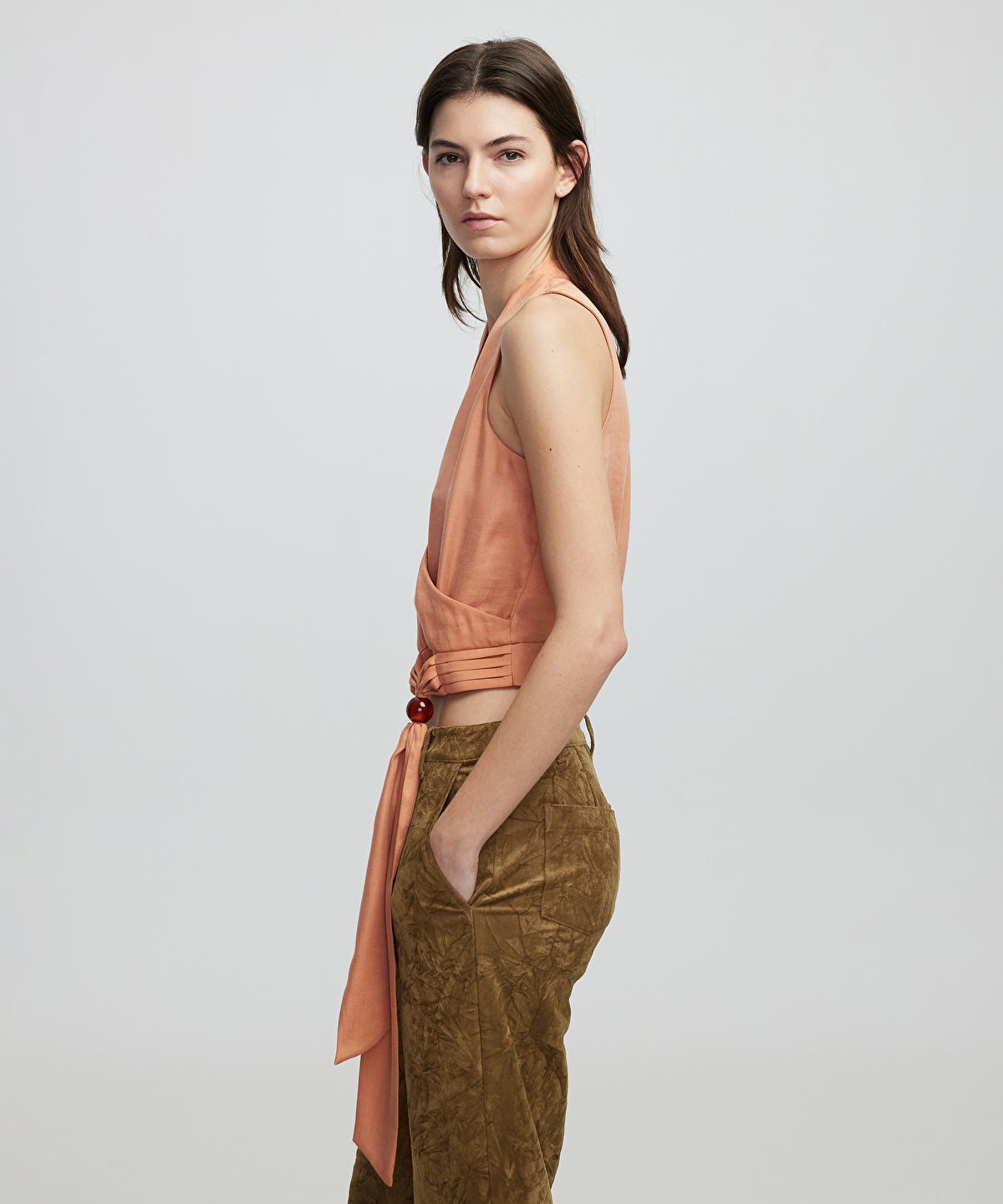 Draped Double-Breasted Blouse