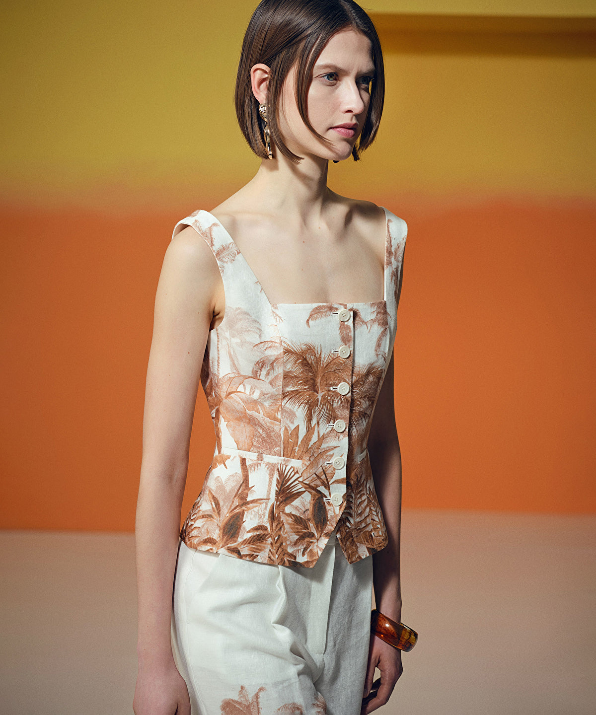 Printed Linen Waistcoat